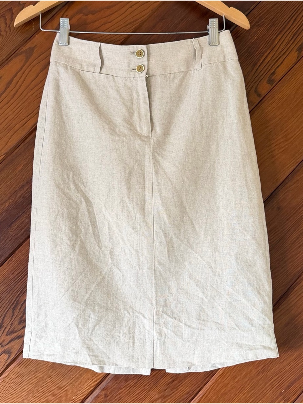 Banana Republic 100% Linen Pencil Skirt Women's Size 0 Natural Oatmeal Lined
